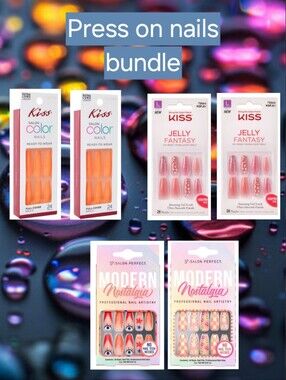 Kiss Salon Perfect Press On Nails Bundle Pack Of 6